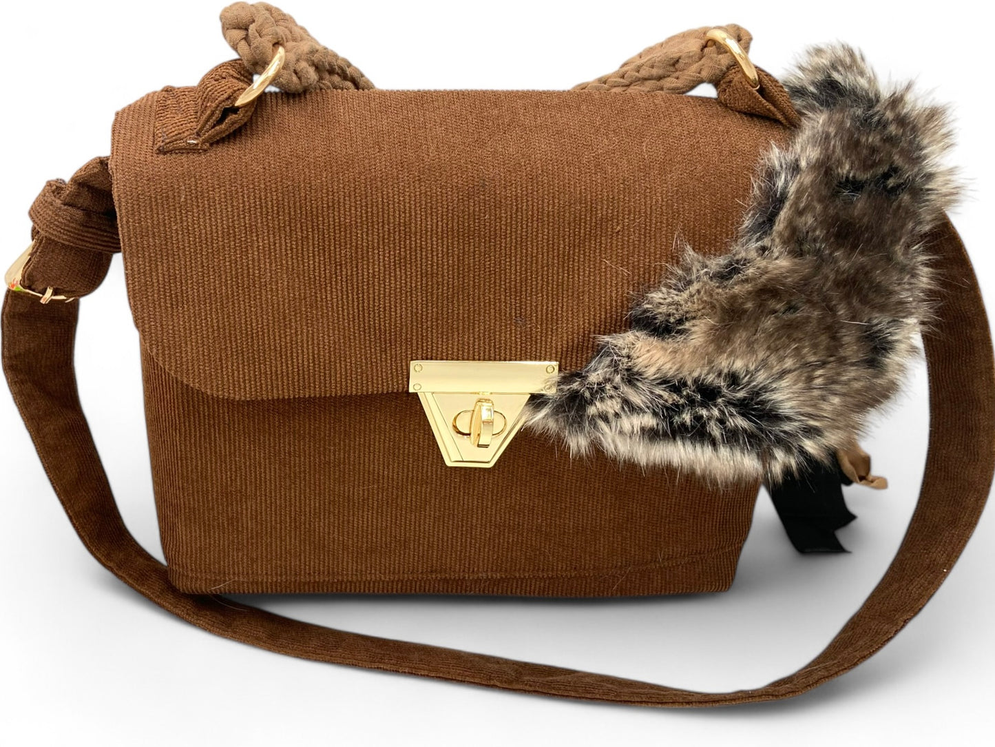 A SIGNATURE CHARLY BROWN CORDUROY BAG