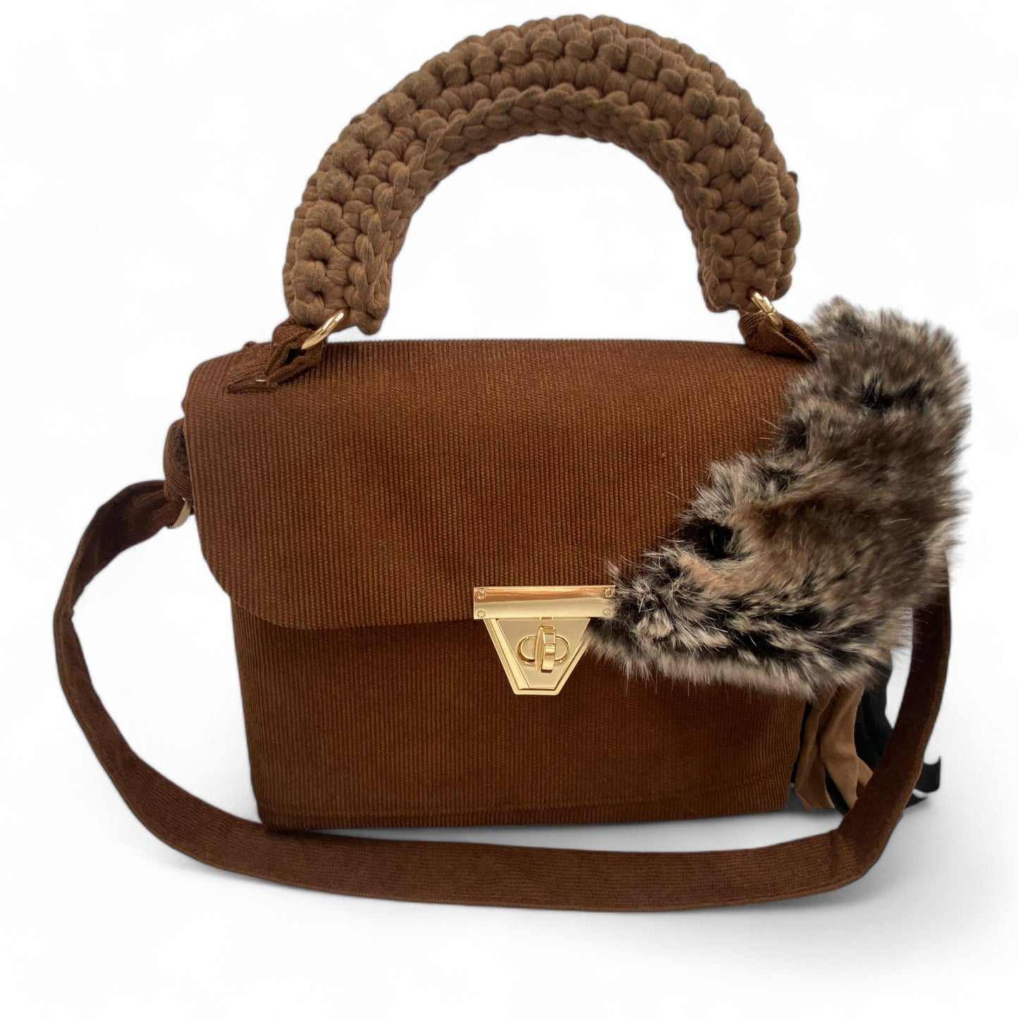 A SIGNATURE CHARLY BROWN CORDUROY BAG