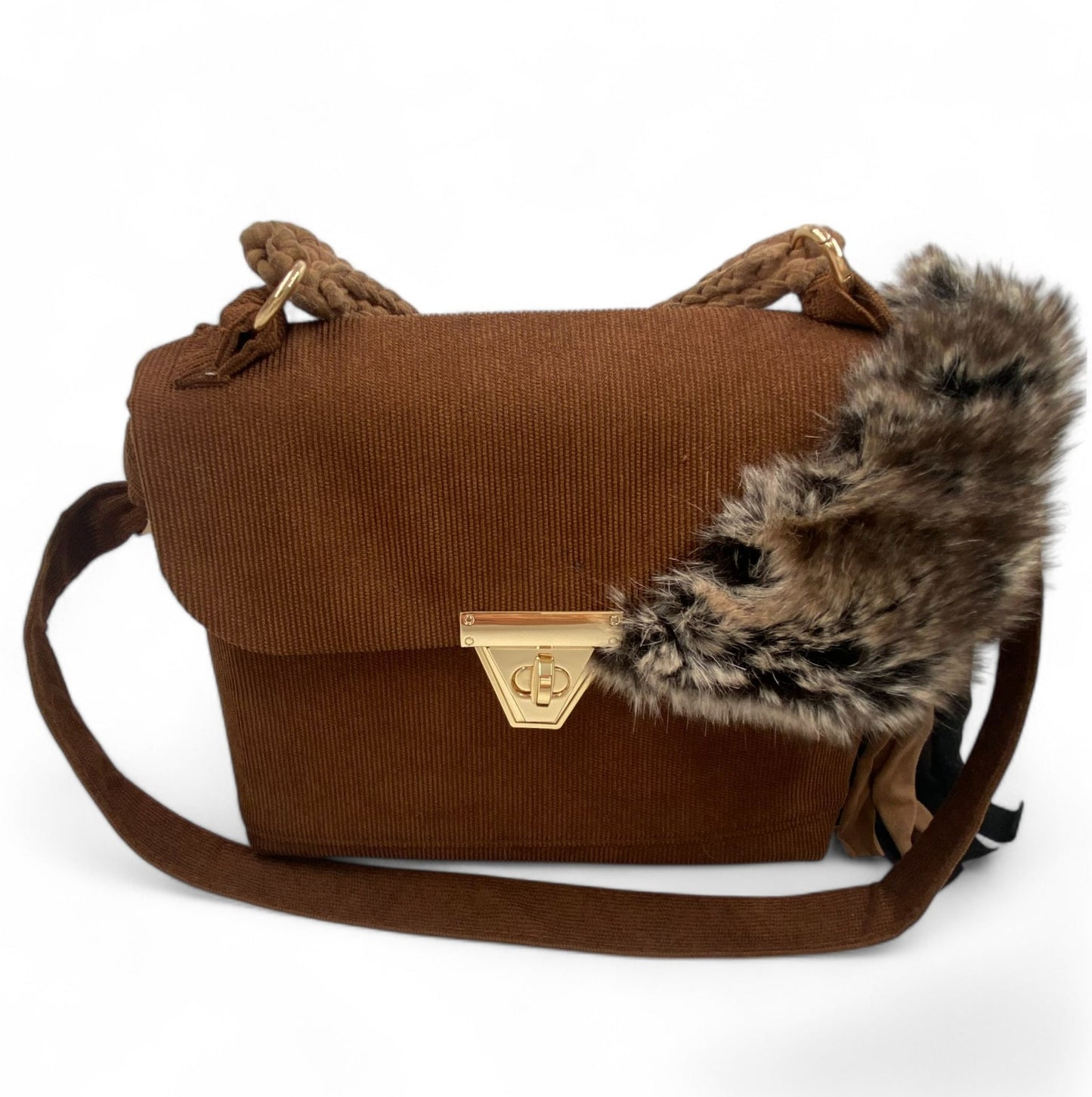 A SIGNATURE CHARLY BROWN CORDUROY BAG