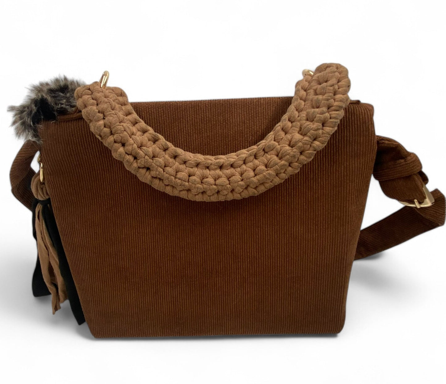 A SIGNATURE CHARLY BROWN CORDUROY BAG