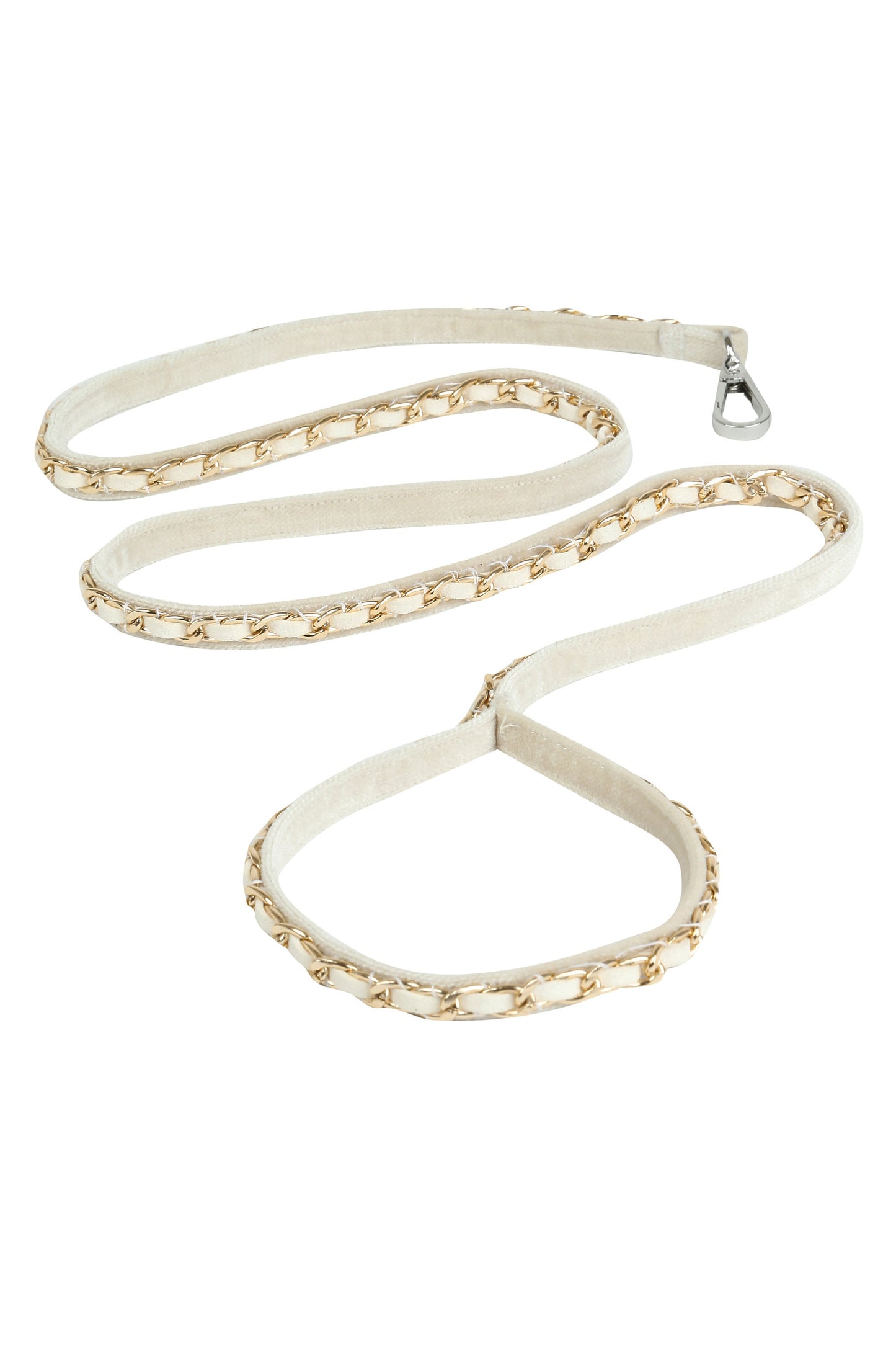 Ivory Velvet Luxury Chain Dog Collar and Leash Set - More Available Colors and Sizes