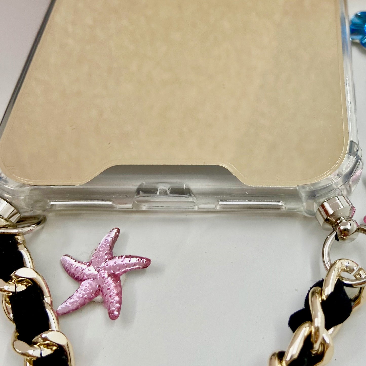 iPhone Mirror Case, Samsung Crossbody Mirror Case, iPhone Chain Strap, Phone Mirror Case, Shoulder Strap Phone Case, Gold Phone Case Lanyard