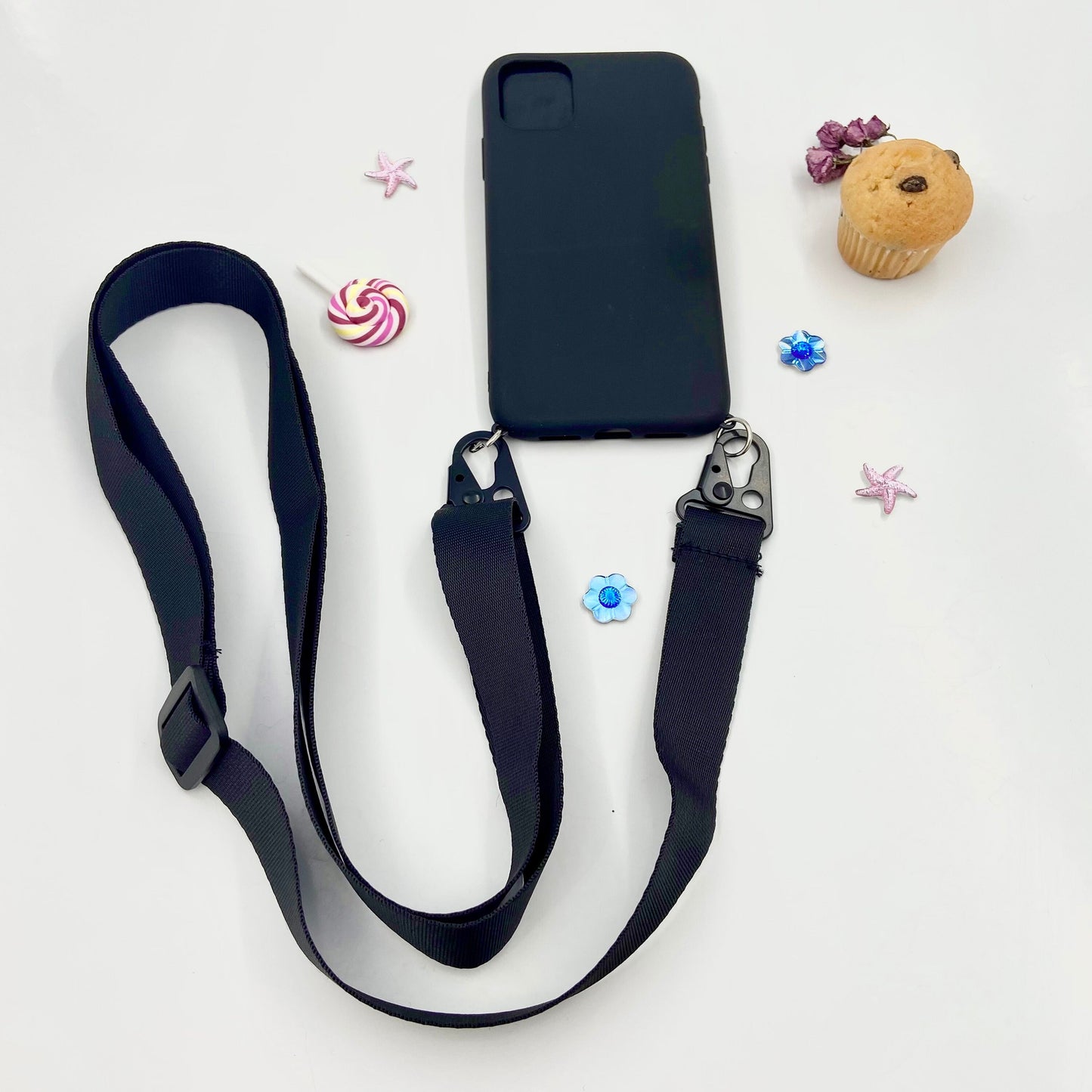 iPhone Sling Case, Samsung Cross body Navy Blue iPhone Strap, Phone Canvas Strap, Shoulder Strap Phone Case, iPhone Liquid Canvas Lanyard