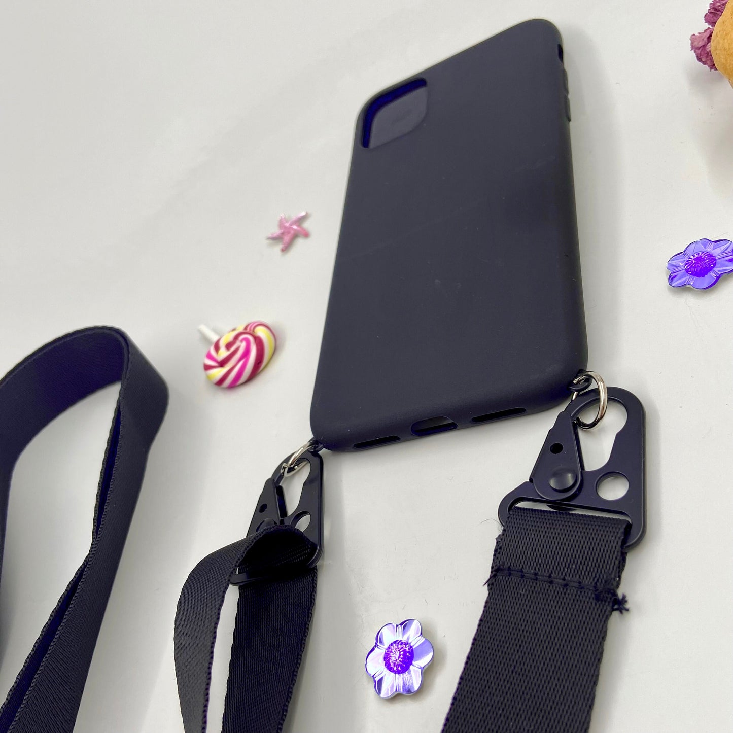 iPhone Sling Case, Samsung Cross body Navy Blue iPhone Strap, Phone Canvas Strap, Shoulder Strap Phone Case, iPhone Liquid Canvas Lanyard