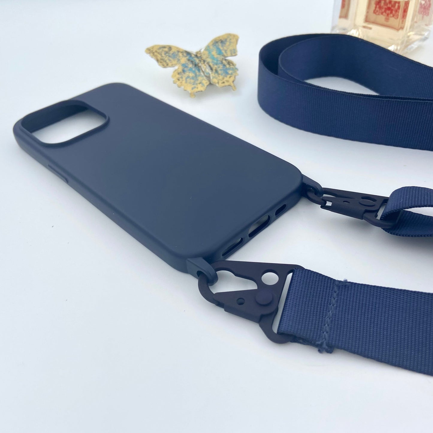 iPhone Sling Case, Samsung Cross body Navy Blue iPhone Strap, Phone Canvas Strap, Shoulder Strap Phone Case, iPhone Liquid Canvas Lanyard
