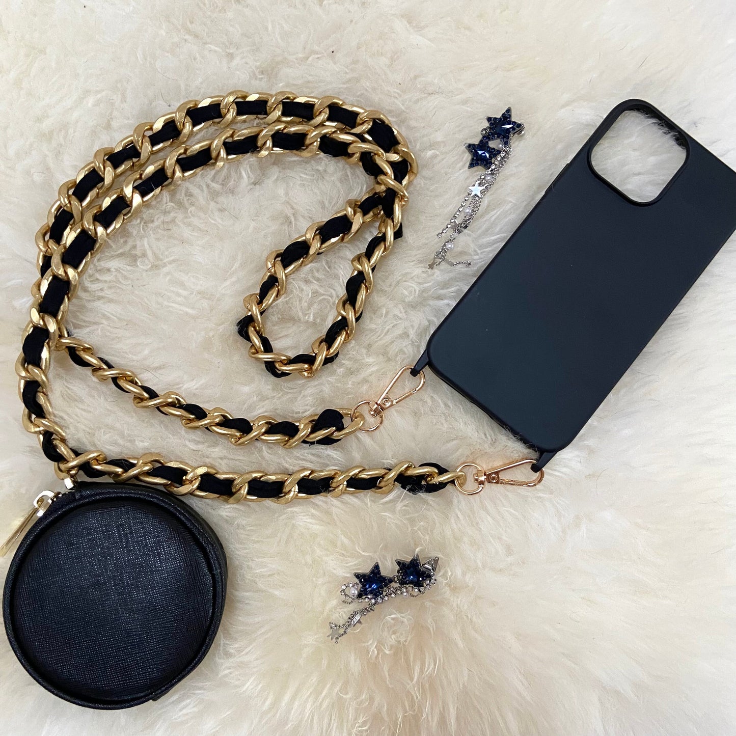 iPhone Mini Bag Sling, Samsung Crossbody Chunky Chain Sling, Phone Case Round Wallet Strap, Mini Bag Phone Purse Strap, iPhone Pouch Lanyard
