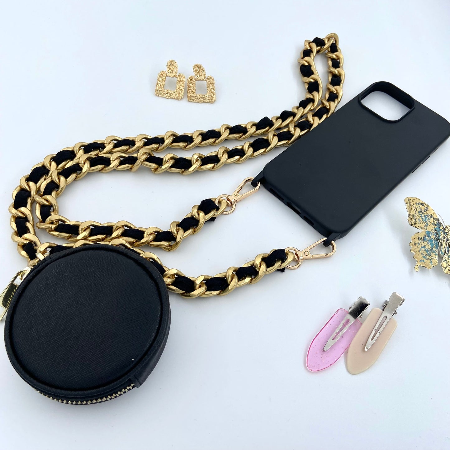 iPhone Mini Bag Sling, Samsung Crossbody Chunky Chain Sling, Phone Case Round Wallet Strap, Mini Bag Phone Purse Strap, iPhone Pouch Lanyard