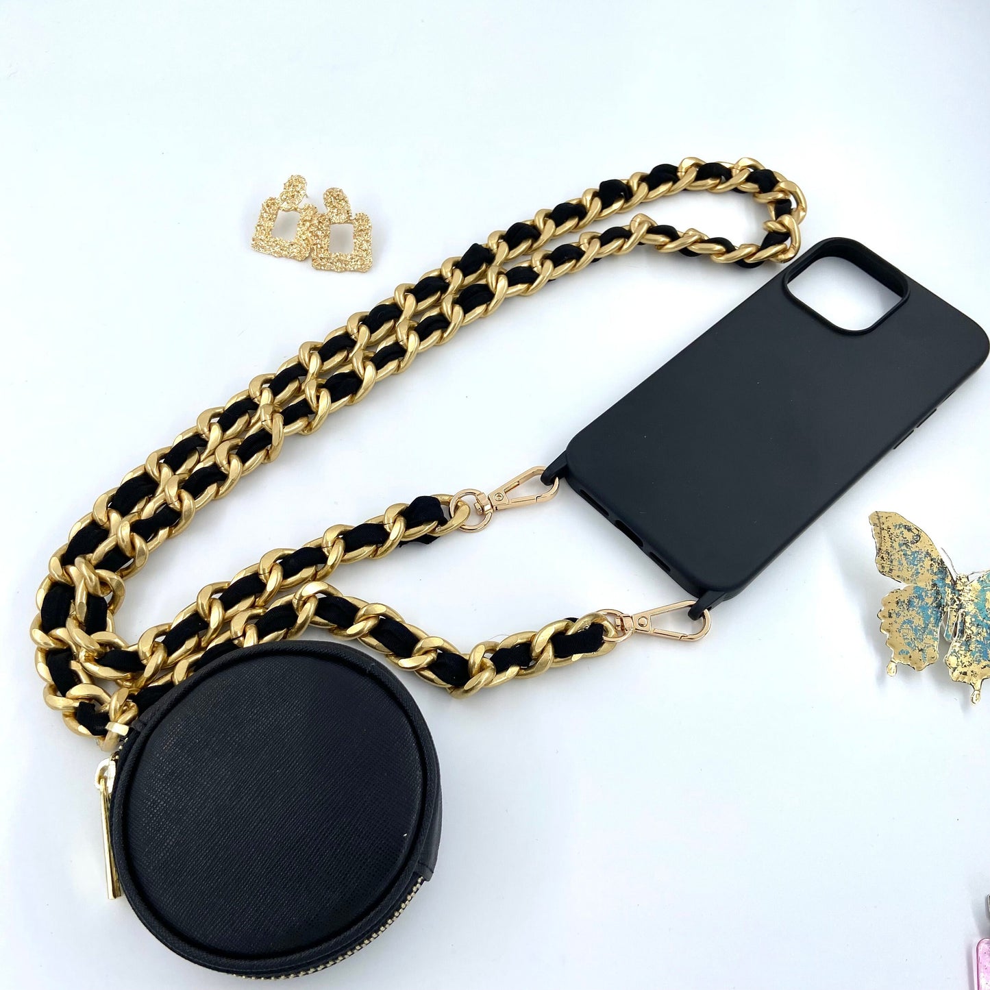 iPhone Mini Bag Sling, Samsung Crossbody Chunky Chain Sling, Phone Case Round Wallet Strap, Mini Bag Phone Purse Strap, iPhone Pouch Lanyard