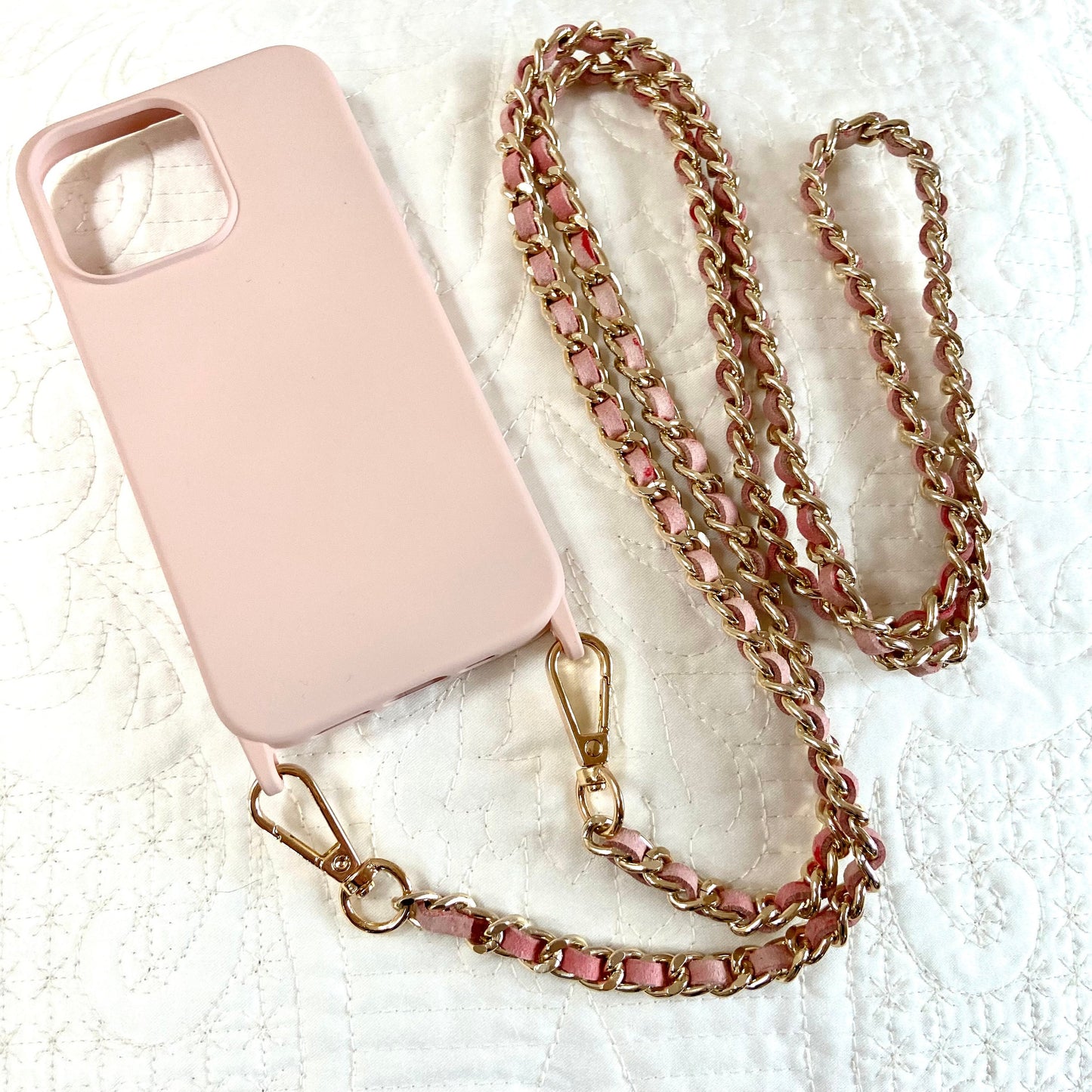 iPhone Sling Case, Samsung Crossbody Phone Case, iPhone Strap, Phone Chain Strap, Shoulder Strap Phone Case, iPhone Pink Chain Lanyard