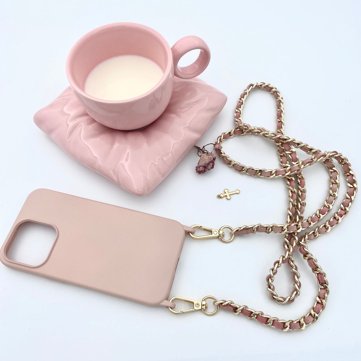 iPhone Sling Case, Samsung Crossbody Phone Case, iPhone Strap, Phone Chain Strap, Shoulder Strap Phone Case, iPhone Pink Chain Lanyard