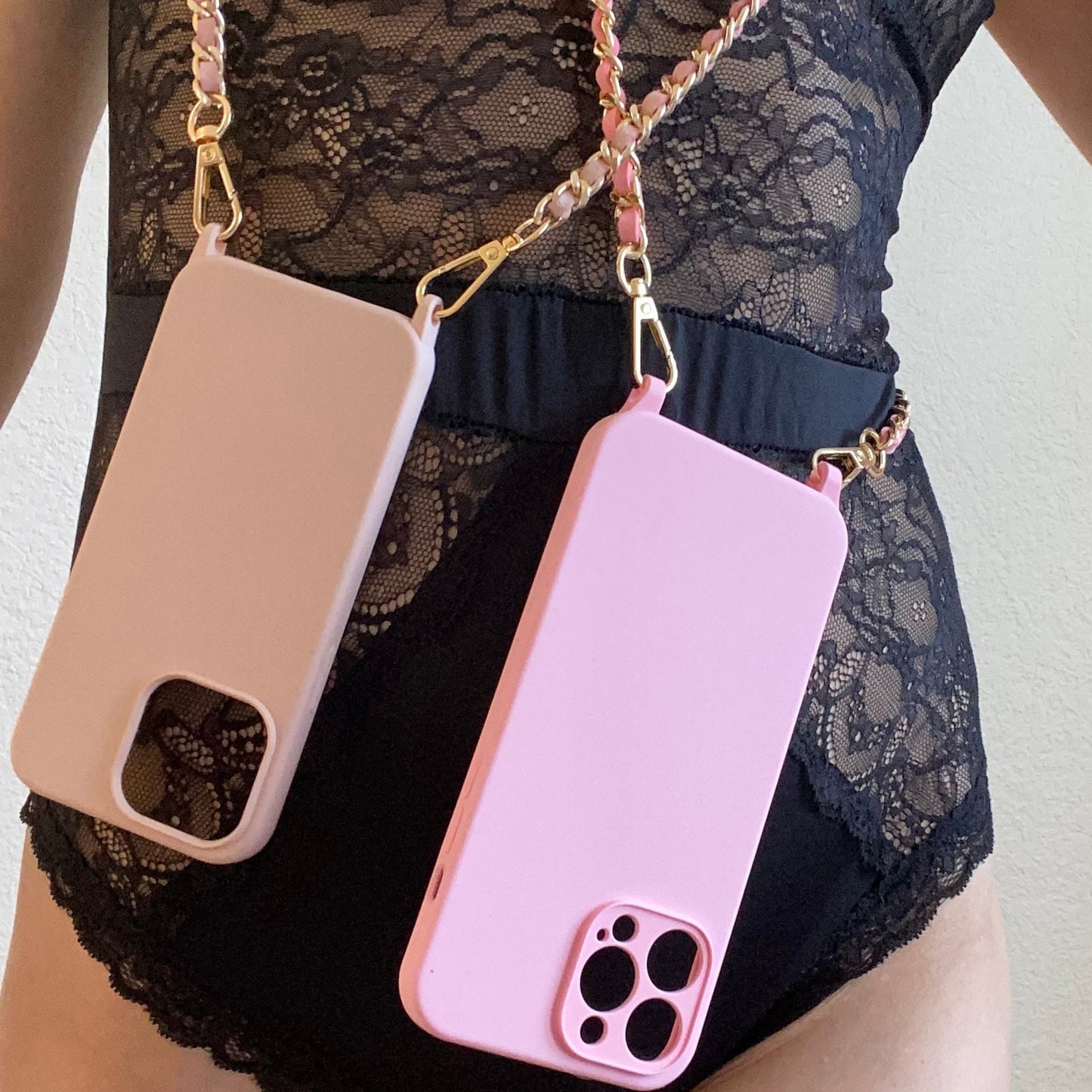 iPhone Sling Case, Samsung Crossbody Phone Case, iPhone Strap, Phone Chain Strap, Shoulder Strap Phone Case, iPhone Pink Chain Lanyard