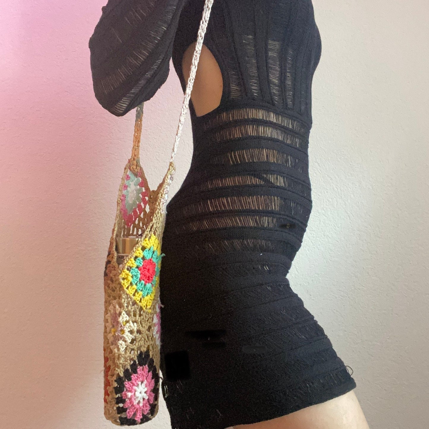 Crochet Water Bottle Holder, Crocheted Bottle Holder, Water Bottle Sling, Water Bottle Carrier, Crossbody Bottle Bag, Water Bottle Bag Purse