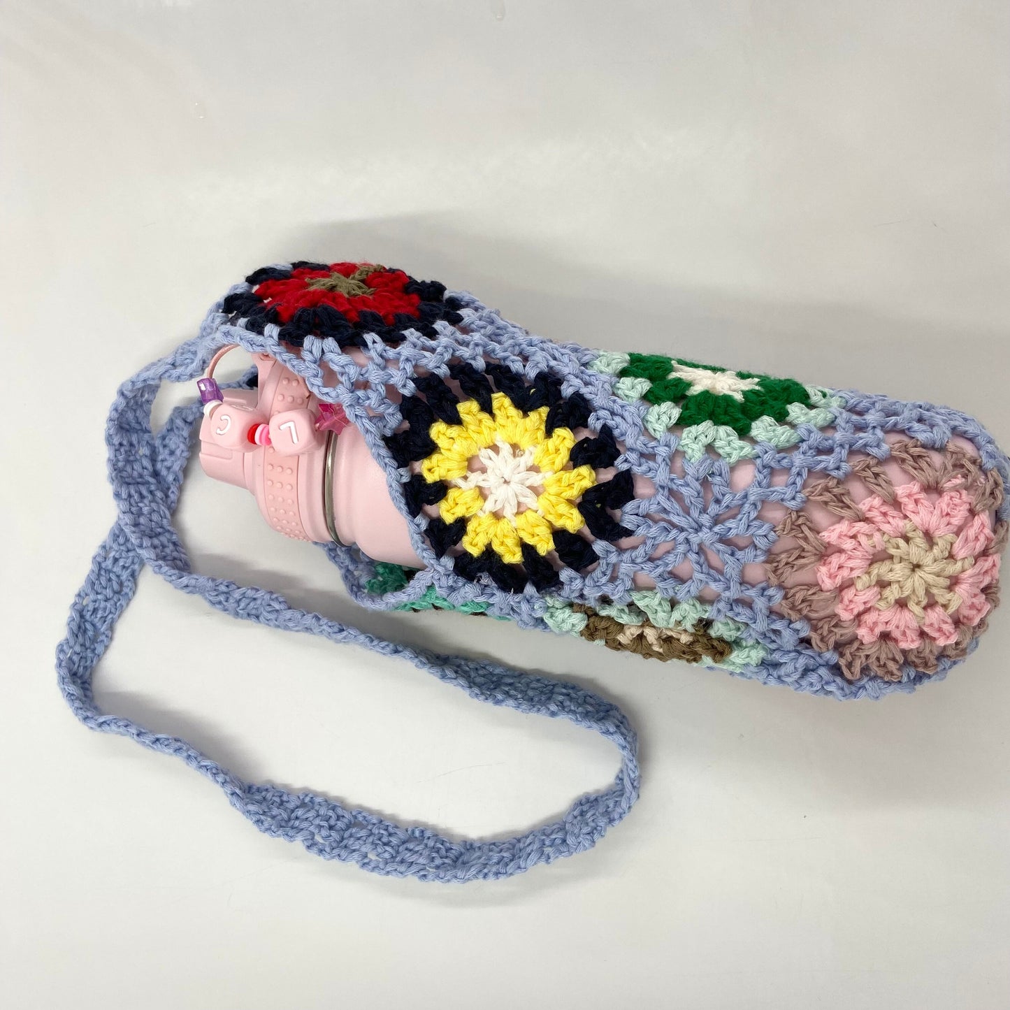 Crochet Water Bottle Holder, Crocheted Bottle Holder, Water Bottle Sling, Water Bottle Carrier, Crossbody Bottle Bag, Water Bottle Bag Purse