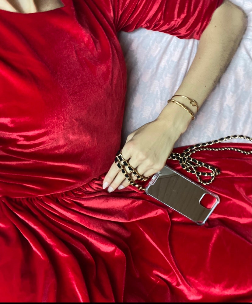 iPhone Mirror Case, Samsung Crossbody Mirror Case, iPhone Chain Strap, Phone Mirror Case, Shoulder Strap Phone Case, Gold Phone Case Lanyard