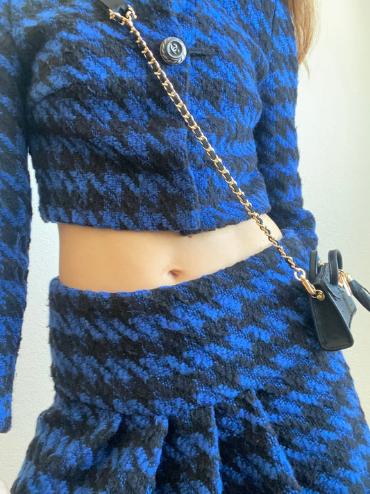A Playful Glam Mini Purse with Gold Chain Sling and Ostrich Vegan Leather