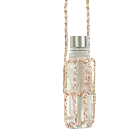 Crochet Velvet Bottle Holder, Gold Chain Bottle Holder, Water Bottle Sling, Water Bottle Carrier, Crossbody Bottle Bag, Water Flask Carrier