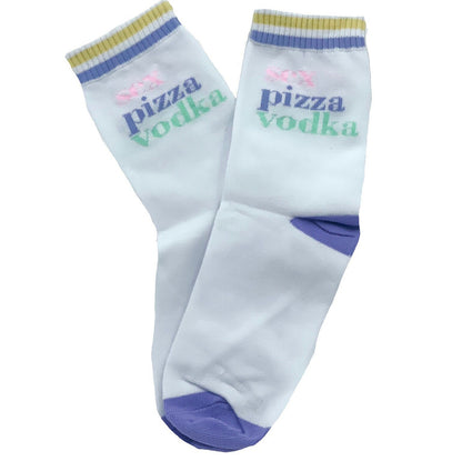 Sex Pizza Vodka Weekend Socks, Cotton Blend Ankle Socks, Embroidered Colorful Socks, Ribbed Socks, Pastel Unisex Socks, Artsy Novelty Socks