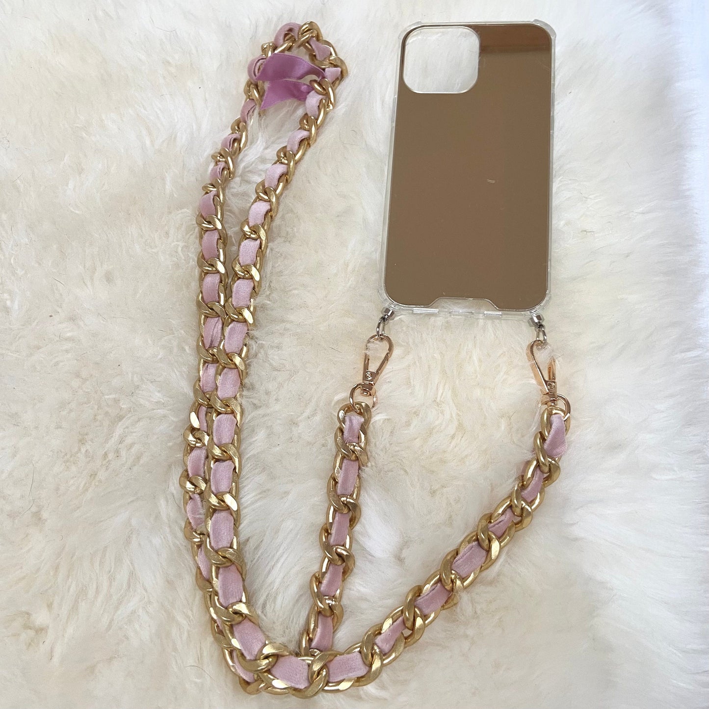 iPhone Mirror Case, Samsung Crossbody Mirror Case, Phone Chunky Chain, Phone Mirror Case, Shoulder Strap Phone Case, Gold Chain Case Lanyard