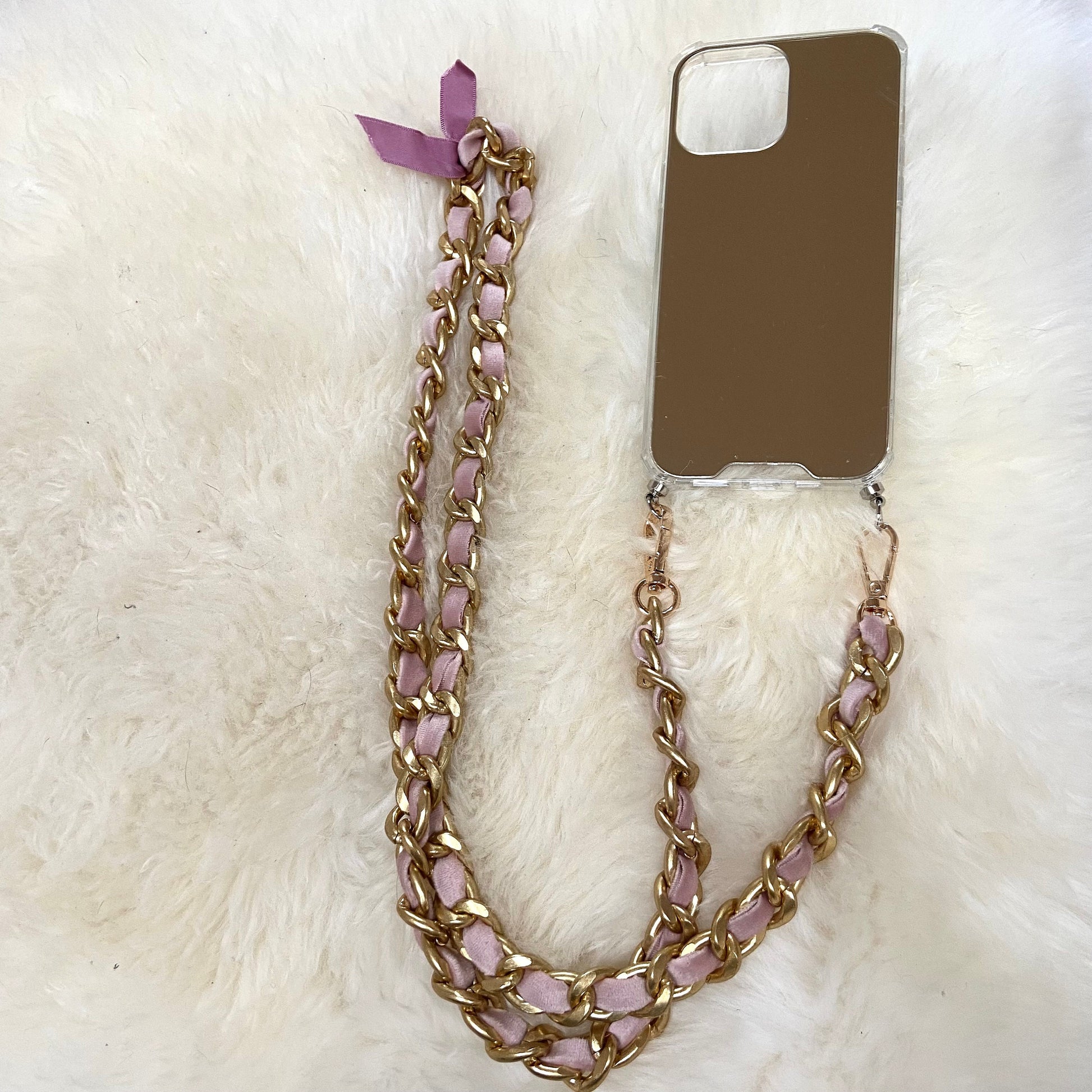 iPhone Mirror Case, Samsung Crossbody Mirror Case, Phone Chunky Chain, Phone Mirror Case, Shoulder Strap Phone Case, Gold Chain Case Lanyard