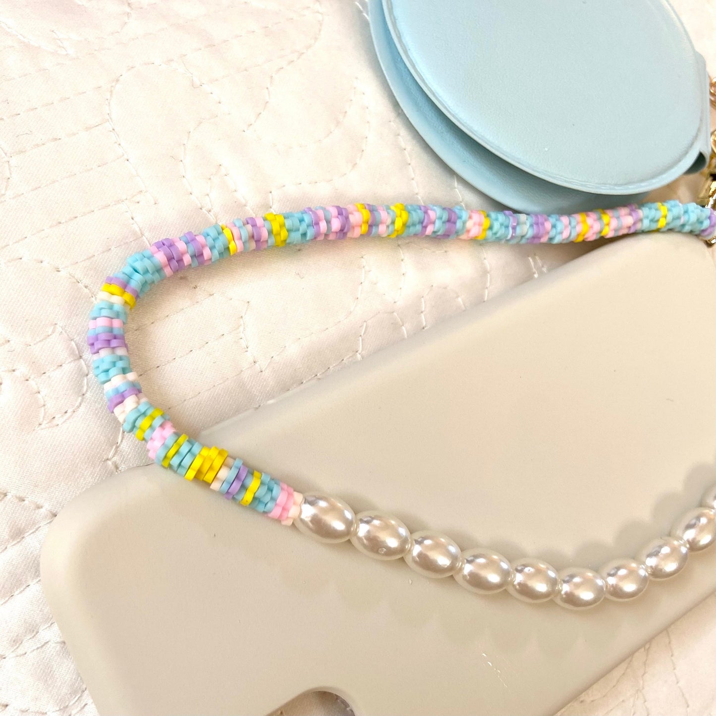 Beaded Phone Charm Lanyard , Samsung Crossbody Phone Case Sling, Cute Phone Charm Mirror Case, Shoulder Strap Phone Case, iPhone Chain Case