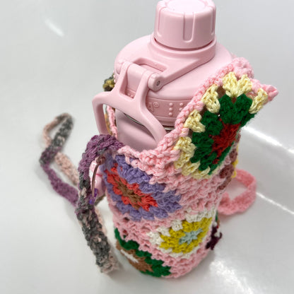 Crochet Water Bottle Holder, Crocheted Bottle Holder, Water Bottle Sling, Water Bottle Carrier, Crossbody Bottle Bag, Water Bottle Bag Purse