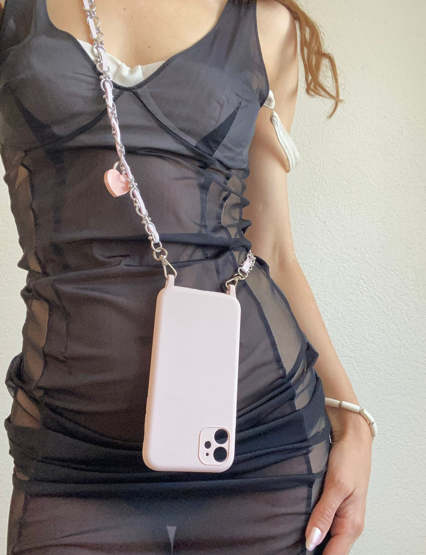 iPhone Sling Case, Samsung Pink Crossbody Phone Case, iPhone Strap, Phone Chain Strap, Shoulder Strap Phone Case, iPhone Pink Chain Lanyard