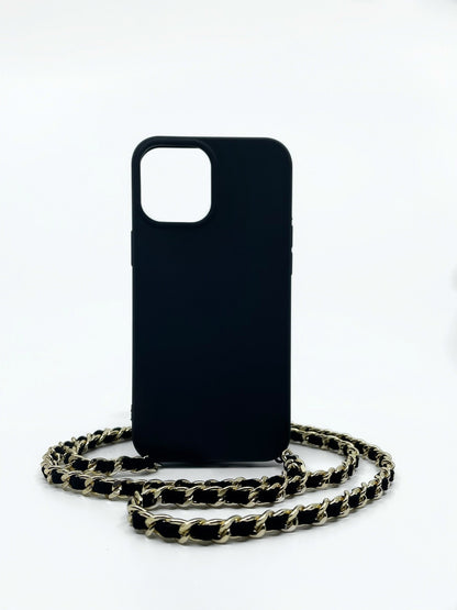 Luxury Black iPhone Case Only with rings to attach any lanyard for Apple iPhone 11, 12, 13, 14 Pro Max Samsung s 23 Ultra - Great Gift