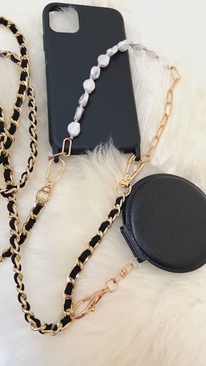 BEADED CHARM PHONE LANYARD WITH MIRROR – LACOQUINESHOP